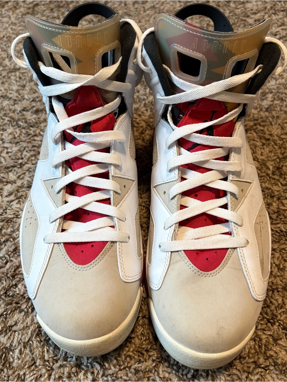 Jordan High-Top Sneakers in White and Red